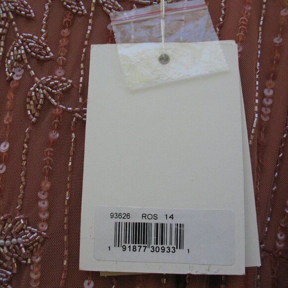 Mac Duggal 93626 High Neck Illusion Embellished Gown Dress Rose 14 - Picture 15 of 16